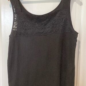 Cuddl Duds Black Sleeveless Lace Tank Top